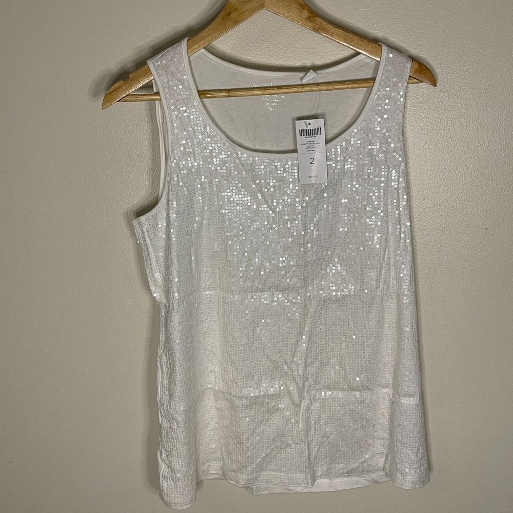 NWT Chico's, Size 2, Sequine Tank, White